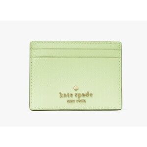 New Kate Spade Small Slim Card Holder Leather Matcha Latte